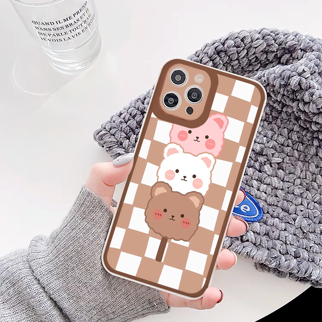 [SIÊU COOL] ốp iphone 3 chú gấu má hồng ốp vuông iiphone 6s/6plus/7/8/7plus/x/xs/xs max/11/11promax/12/13/promax
