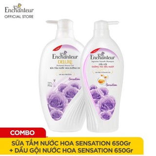Combo dầu gội và sữa tắm Enchanteur sensation hương nước hoa 650g /1 chai ( mầu tím )
