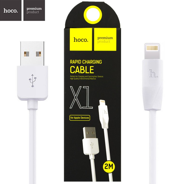 Cáp sạc nhanh Hoco X1 chống rối 2.1A cho iPhone, iPad dây dài 1m, 2m - Chính hãng