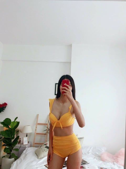Bikini tay bèo cúp ngực cạp cao