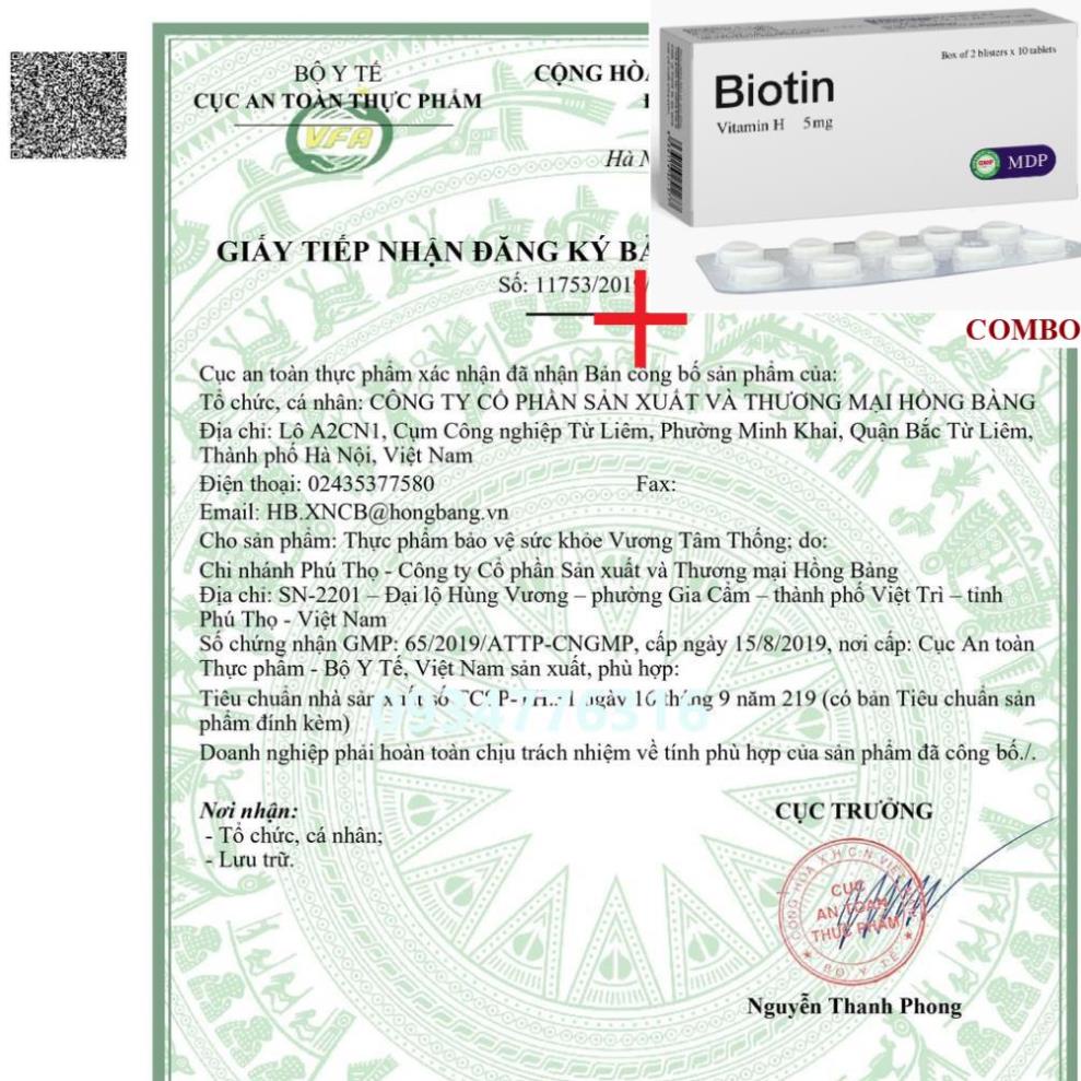 Combo Biotin 5mg+ ✅ VƯƠNG TÂM THỐNG - Hỗ trợ bệnh nhân bệnh mạch vành