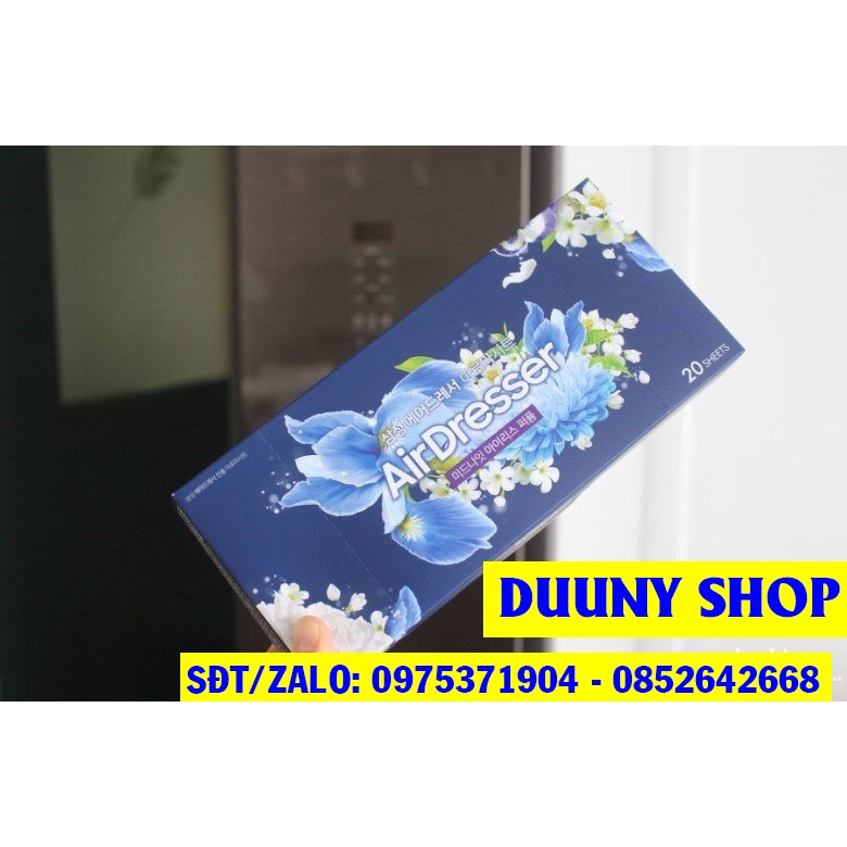 Giấy thơm Airdresser, giấy giặt khô hoa diên vĩ dùng máy giặt khô Samsung Airdresser, LG Styler
