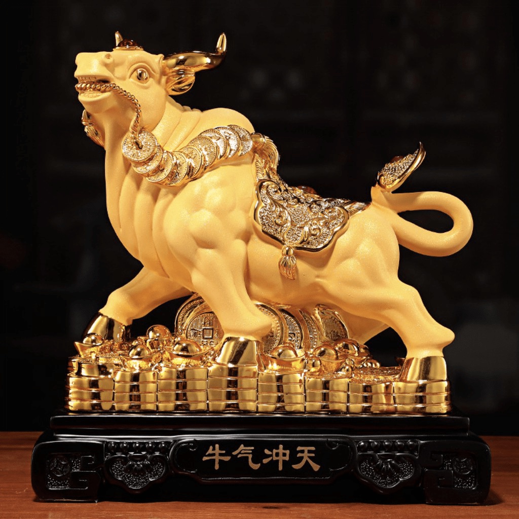 💯 Tượng Trâu Vàng Mang Tài Lộc May Mắn Cho Gia Chủ Trong Năm Tân Sửu 2021 size 24.5x14.5x25.5cm  Eurro Outlet