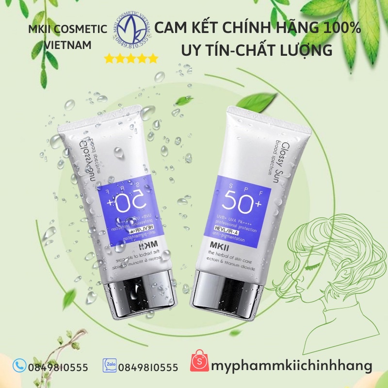 Kem chống nắng Glossy Sun phổ rộng, kiềm dầu MKII COSMETIC
