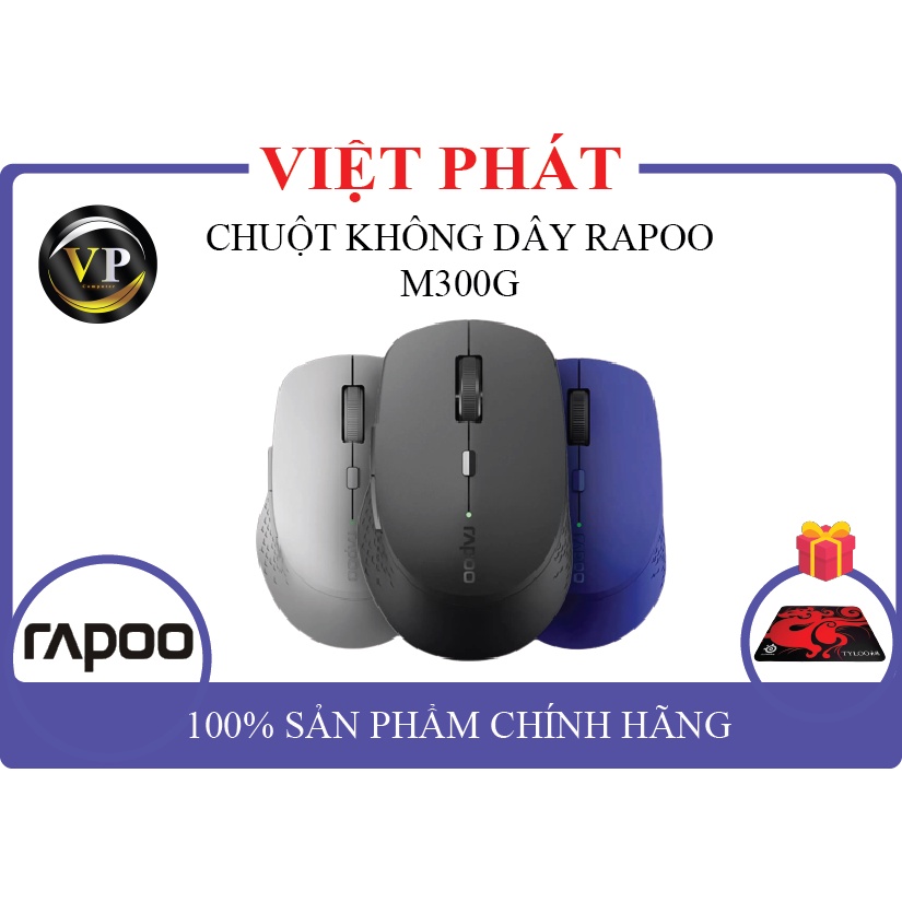 CHUỘT KHÔNG DÂY RAPOO M300G (KẾT NỐI 2 THIẾT BỊ BLUETOOTH + WIFI) + KM TẤM LÓT CHUỘT