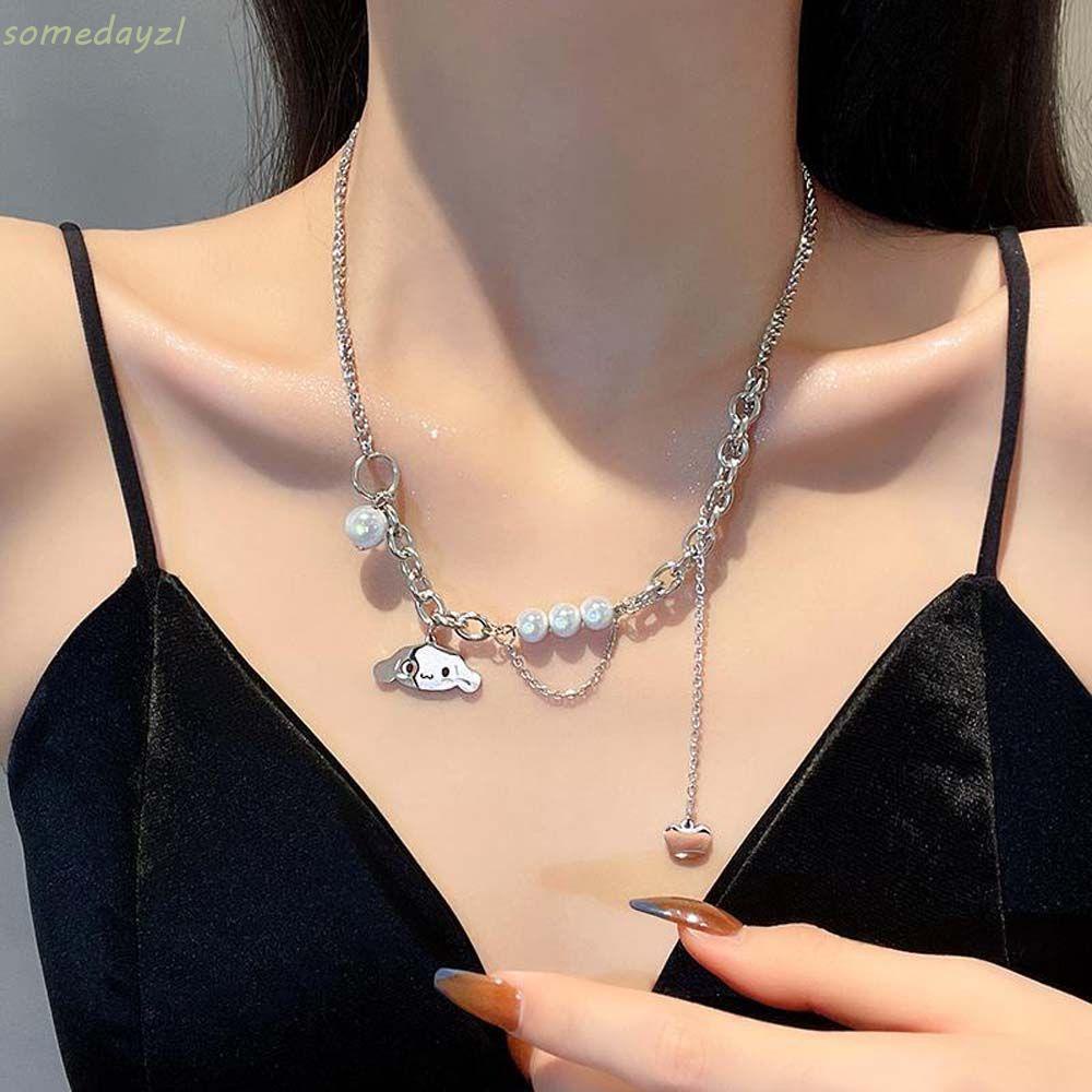Vòng Cổ Choker Mặt Thỏ Hoạt Hình Đính Ngọc Trai Phong Cách Hàn Quốc Cho Nữ