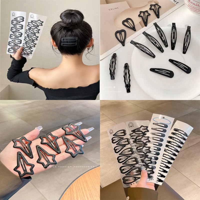 Set 12 Kẹp Tóc Màu Đen Đơn Giản Phong Cách Hàn Quốc Cho Nữ