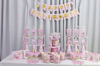 Set trang trí bàn tiệc đầy tháng
