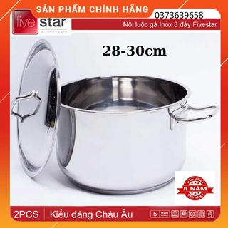 Nồi luộc gà Inox Fivestar-Đường Kính 28-30cm nắp kính -Dùng Được Bếp Từ- hàng chính hãng- bảo hành 60 tháng
