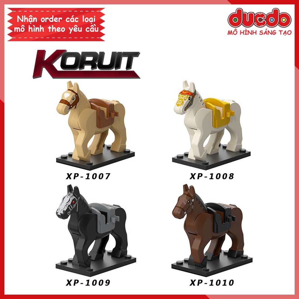 Minifigures ngựa chiến cho lính - Đồ chơi Lắp ghép Xếp hình Mini trung cổ Koruit KT XP1007-1010