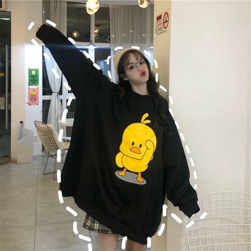 Áo Thu Đông Gà conSweater cổ tròn dài tay bồng, thun hoodie form rộng UlzzangChất Nỉ Bông Đẹp Không Bai xù