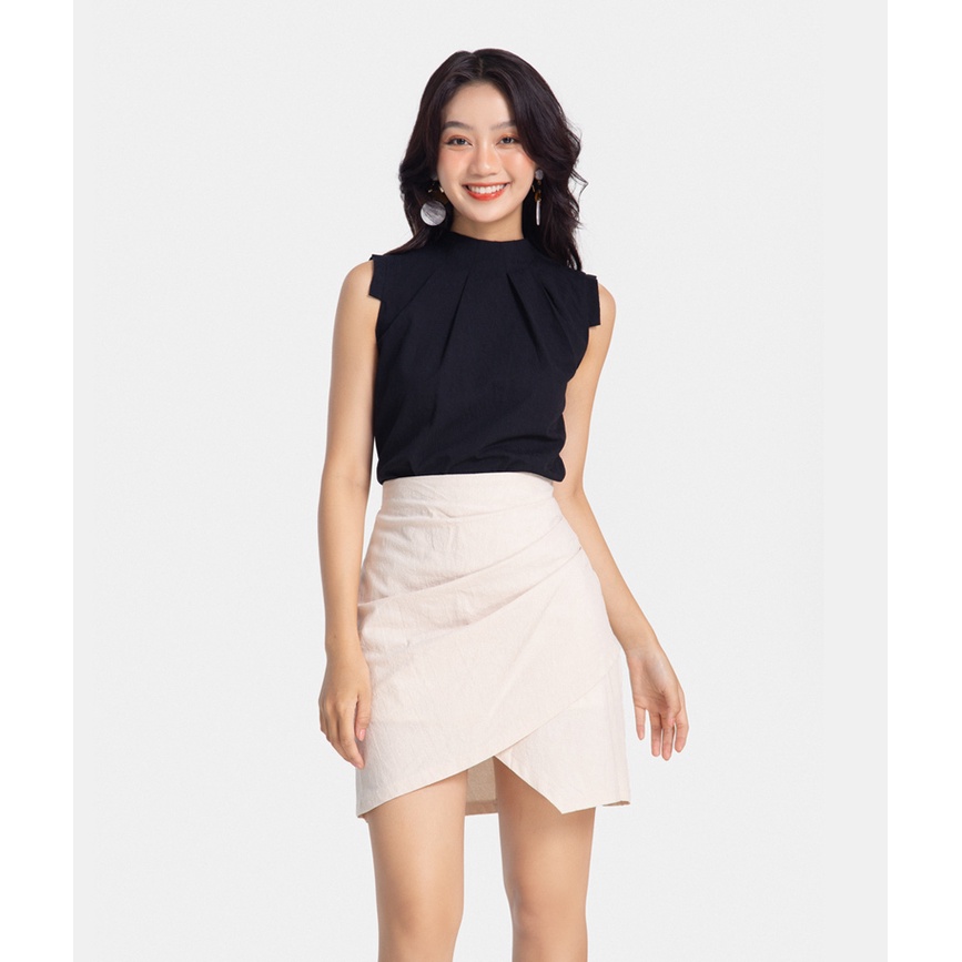 Áo kiểu nữ thời trang HNOSS xếp cổ HNAKI048