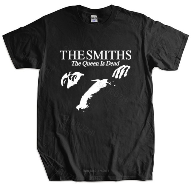 Áo Thun Cotton Màu Đen In Chữ The Smiths Queen Is Dead 1980s Indie Morrissey Plus Size Homme Cho Nam