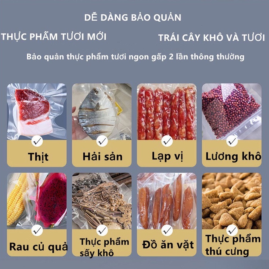 Máy hút chân không bảo quản thực phẩm Vacuum Sealer X mini cao cấp tự hàn miệng tiện dụng tặng kèm 10 túi hút