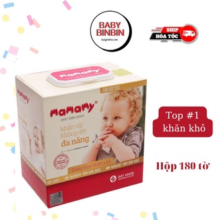 Khăn khô đa năng cho bé Mamamy diệt khuẩn hộp 180 tờ dùng thay khăn sữa