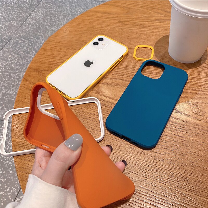 Ốp điện thoại silicon mềm hai lớp 3 trong 1 chống sốc cho iPhone 13 12 11 Pro Max XR XS Max X 6 6S 7 8 Plus 13