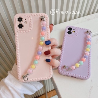 Ốp điện thoại viền tim đính dây ngọc màu sắc iPhone 13/7/7plus/8/8plus/x/xs/11/12/pro/max/promax