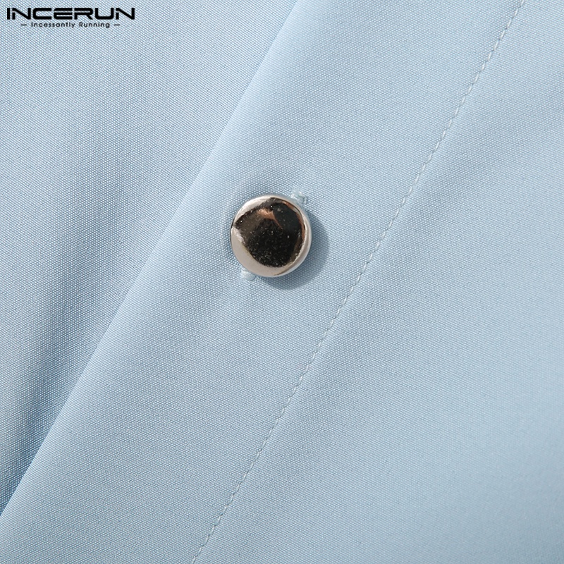 Áo sơ mi INCERUN dài tay màu sắc thanh lịch cho nam