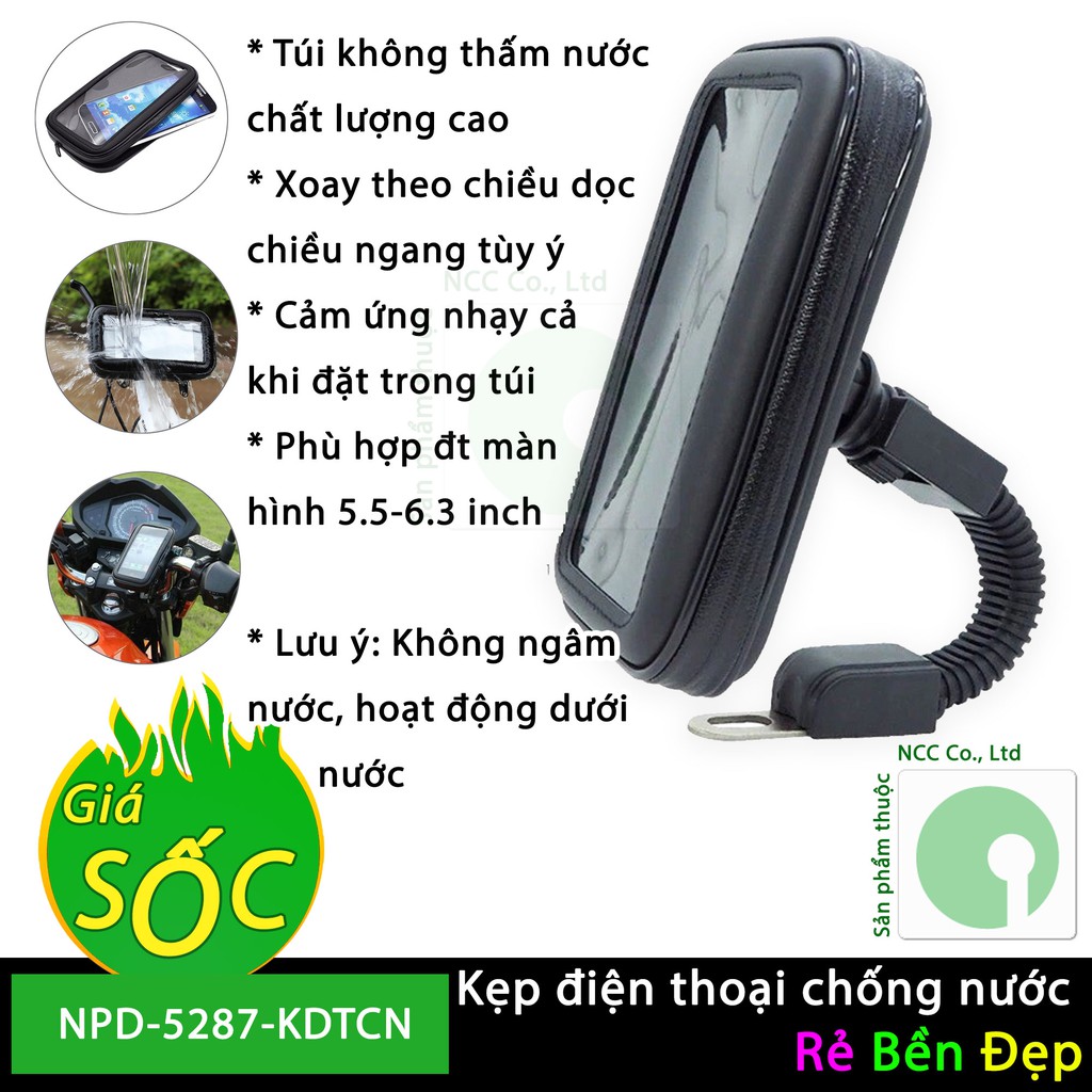 Kẹp giữ điện thoại cho xe máy chống nước - NPD-5287-KDTCN