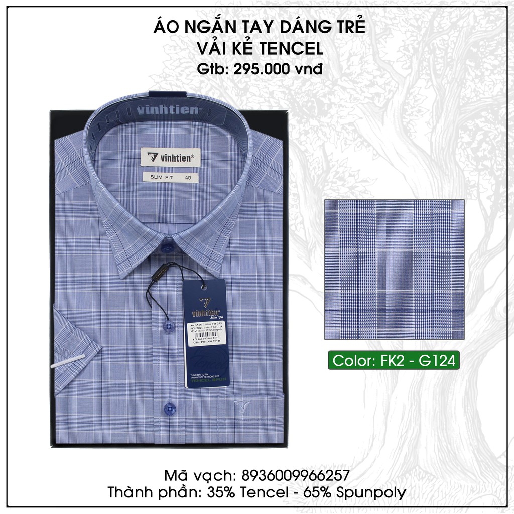 Áo Sơ Mi Ngắn Tay TenCel SlimFit Vĩnh Tiến G124