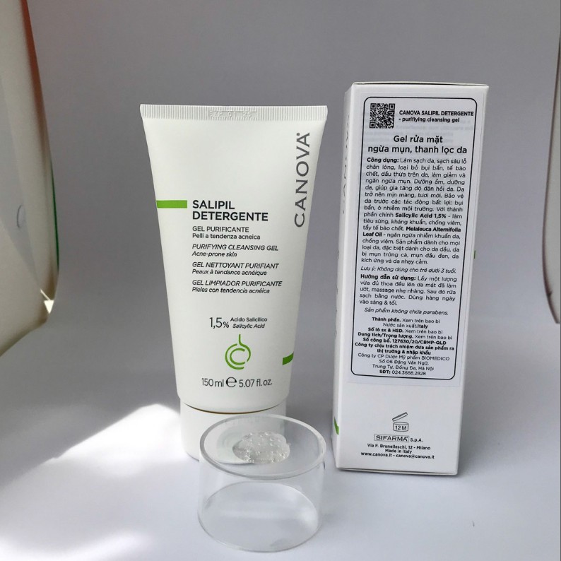 CANOVA Salipil Detergente 1,5% 150mL - Gel Rửa Mặt Ngừa Mụn, Thanh Lọc Da
