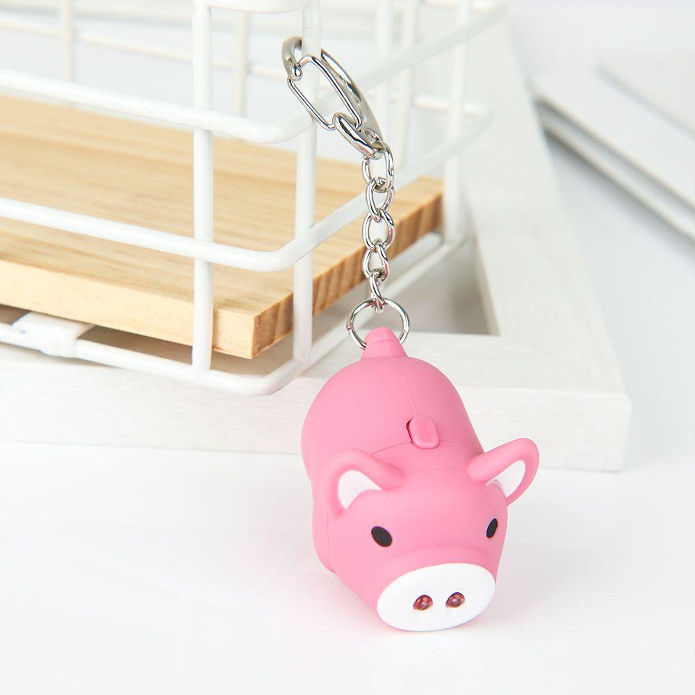 LANFY Móc Khóa Hình Heo Con Có Đèn LED Dễ Thương Giá Đỡ