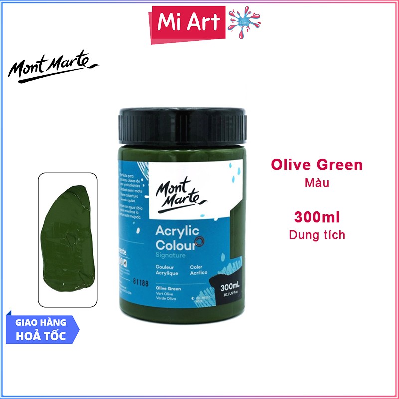 Màu Acrylic Mont Marte 300ml - Olive Green - Acrylic Colour Paint Signature 300ml (10.1oz) - MSCH3058