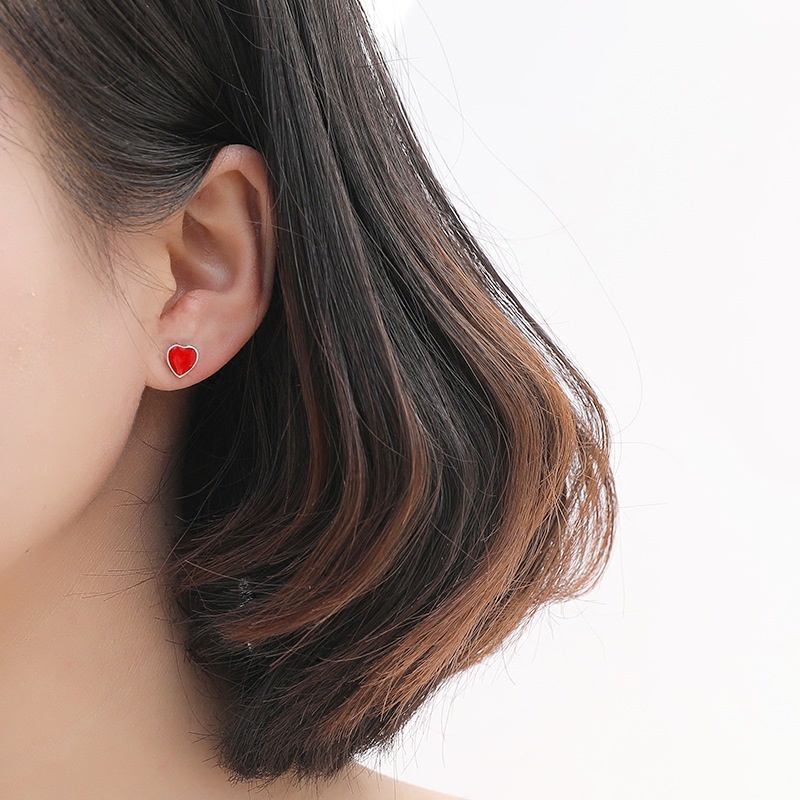 Đôi Khuyên Tai Hình Trái Tim Đính Đá Thời Trang Cho Nữ