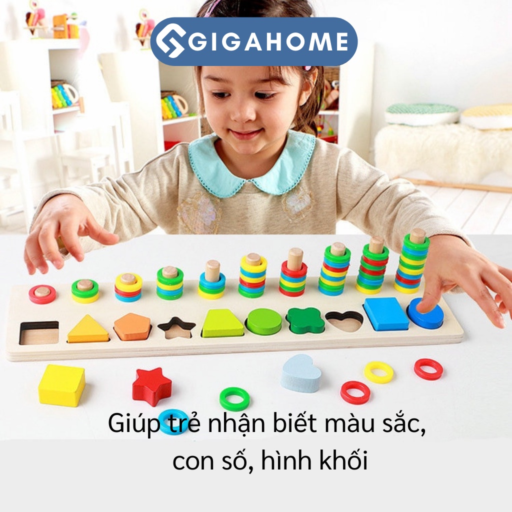Bảng Ghép Số Hoặc Hình Khối 2 Dòng Nhiều Màu Sắc GIGAHOME Cho Bé Phát Triển Tư Duy 6395