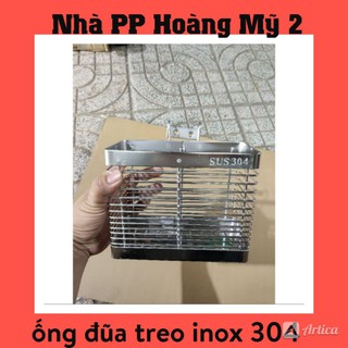 Ống đựng đũa muỗng vuông treo tường inox 304