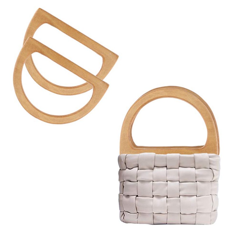 Bộ 4 Tay Cầm Bằng Gỗ Hình Chữ D Dùng Để Làm Ví Cầm Tay DIY