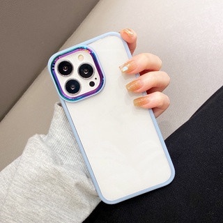 Ốp Điện Thoại Cứng Viền Silicon Mềm Chống Sốc Họa Tiết Cầu Vồng Cho iPhone 11 Pro Max 13 Pro Max 12 Pro Max