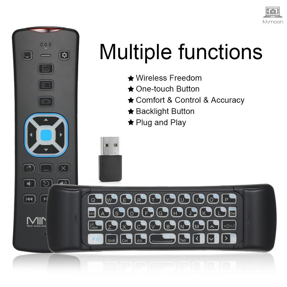 MINIX NEO W2 2.4 GHz MINI Wireless Keyboard Windows 2-in-1 Remote Control for Windows 10 MINI PC Home Theater Computer Black