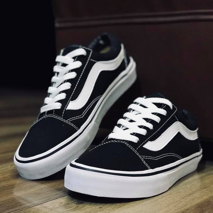 Giày V old skool mũi da lộn, giày thể thao đen kiểu dáng basic