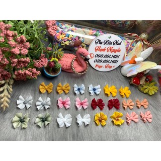 Nơ bột : set 2 Nơ nhún trang trí móng