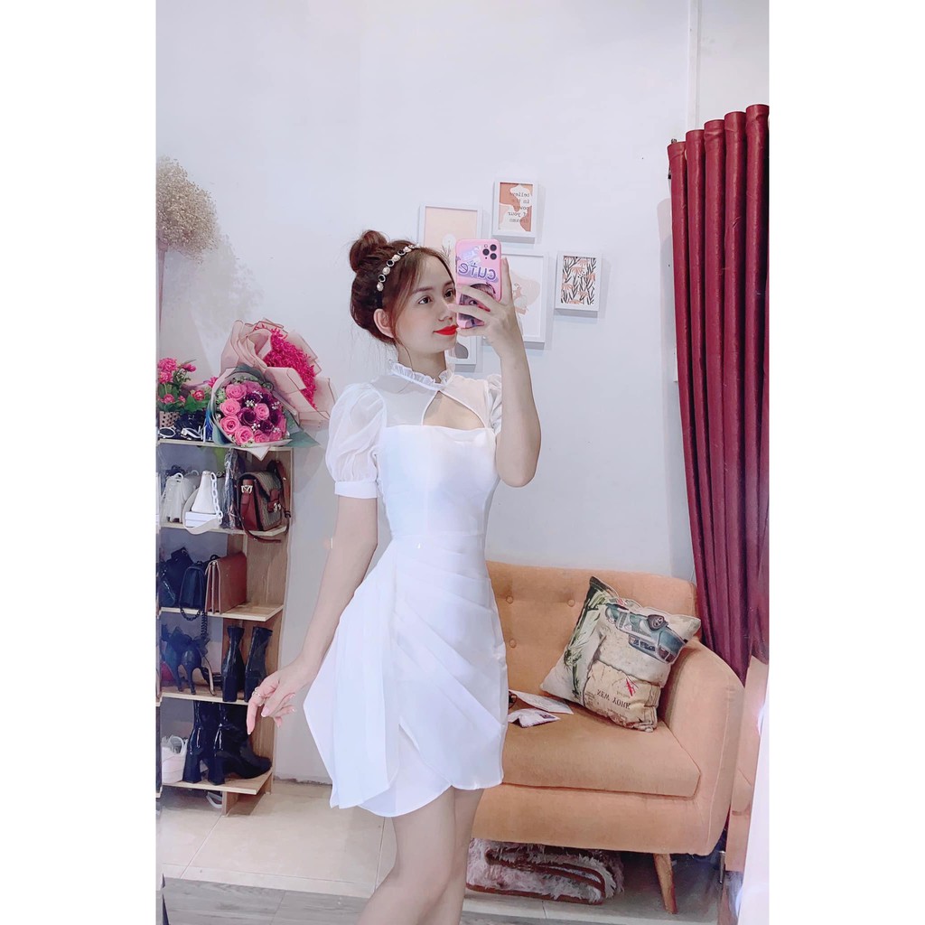 Đầm dạo phố, dự tiệc phối voan nơ eo xinh xắn - Doris Dress