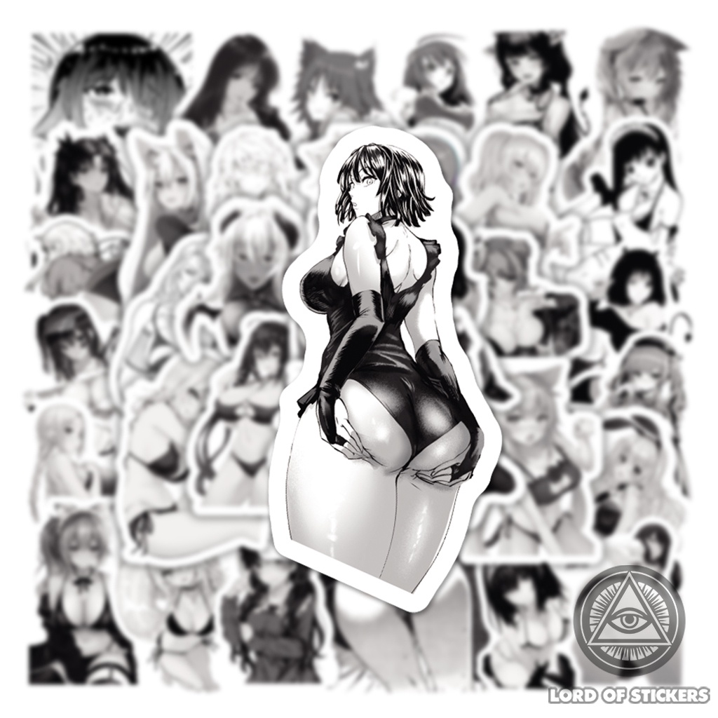 Set 100 Hình Dán Sexy Waifu Hentai Ecchi Anime Girl Sticker Đen Trắng Chống Thấm Nước Dán Mũ Bảo Hiểm, Laptop, Vali, Sổ