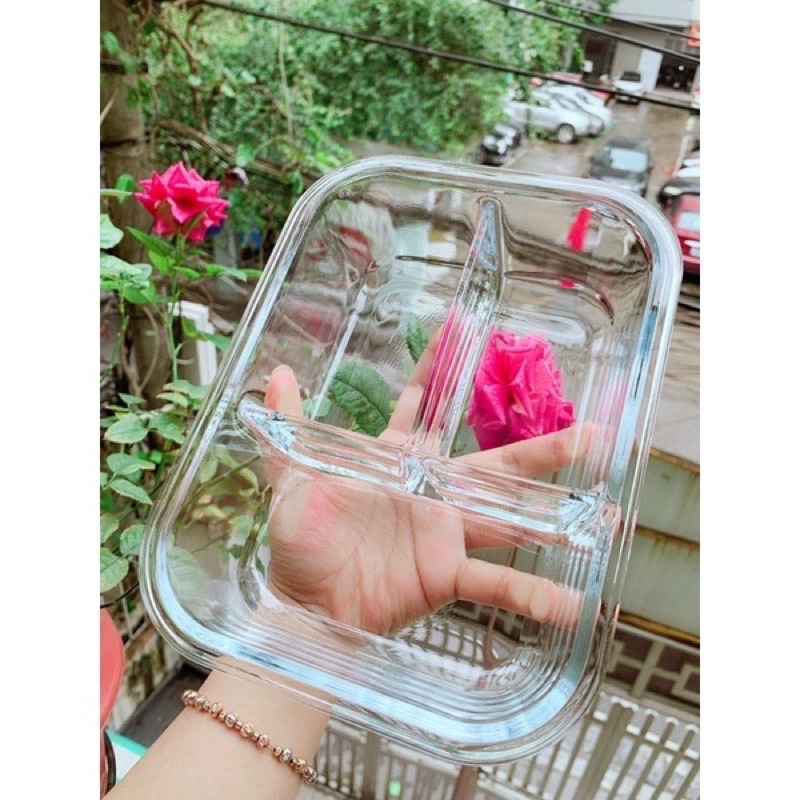 Hộp thuỷ tinh 3 ngăn chịu nhiệt 1000ml