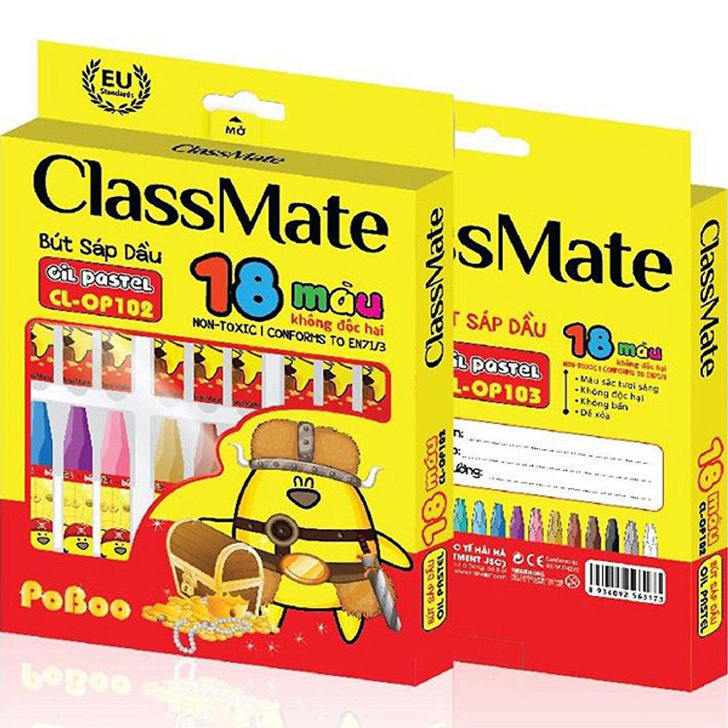 Bút Sáp Dầu ClassMate CL-OP102 (18 Màu) với màu sắc tươi sáng, bám giấy, không dây bẩn ra tay