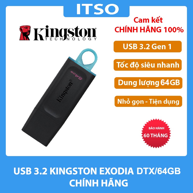 USB Kingston 64GB DataTraveler Exodia(DTX/64GB) chính hãng - Bảo hành 5 năm