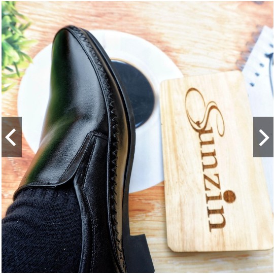 GIÀY DA THẬT LADIEP 101D - Kiểu giày công sở không dây đứng đắn cho nam giới (model 2018) màu đen