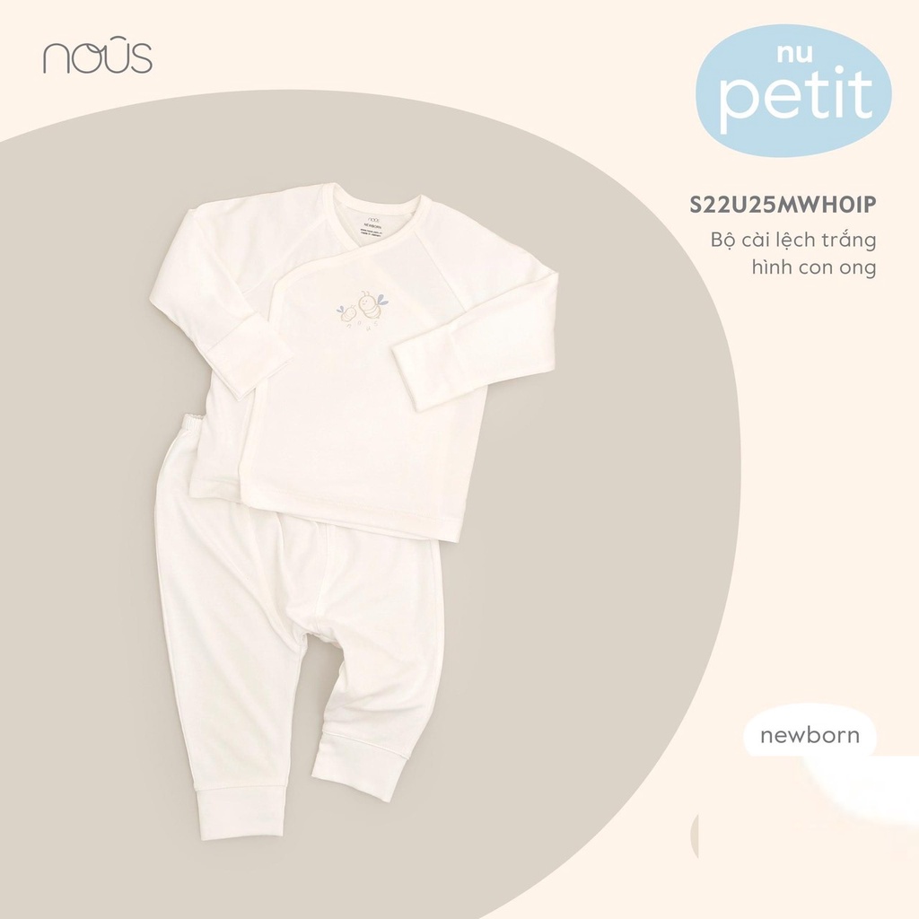Bộ Quần Áo Sơ Sinh Cài Lệch Newborn Nous Petit Cho Bé Từ 3kg-5.5kg, Cotton Cao Cấp Mềm Mịn An Toàn Cho Bé Sơ Sinh