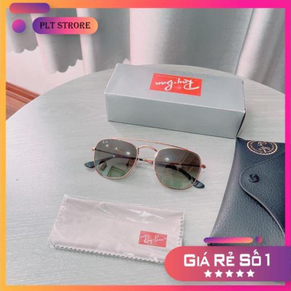 Kính mát Rayban RB3557 9002A6 (51-20-140mm) gọng đồng, mắt xanh nâu Full Box ⚜️Hàng Authentic⚜️