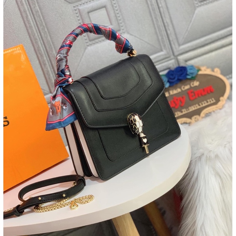 Túi đầu rắn kèm khăn lụa quấn Emo - Bvlgari