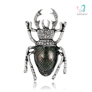 Ghim gài áo hình bọ cánh cứng đính đá phong cách retro
