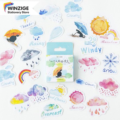 Winzige Set 46 miếng dán trang trí thủ công Winzige hình chủ đề thời tiết