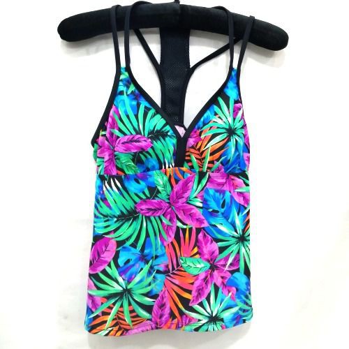 Đồ bơi nữ Kinesis hai dây đen in hoa lá nhiều màu 102722 ( TH8931 )