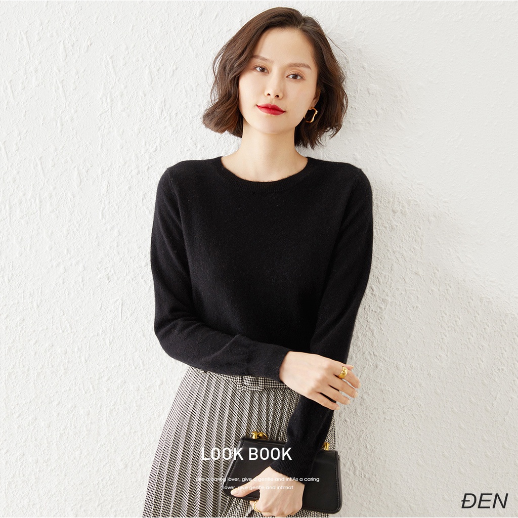 Áo len nữ dài tay cổ tròn trơn màu, Áo len basic trơn kiểu dáng Hàn Quốc chất lông cừu siêu mềm mịn | BigBuy360 - bigbuy360.vn