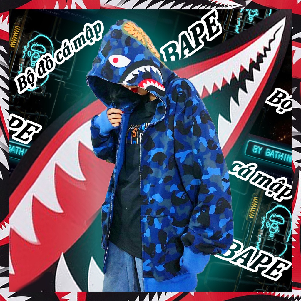 Áo hoodie bape áo khoác cá mập hip hop nam và nữ