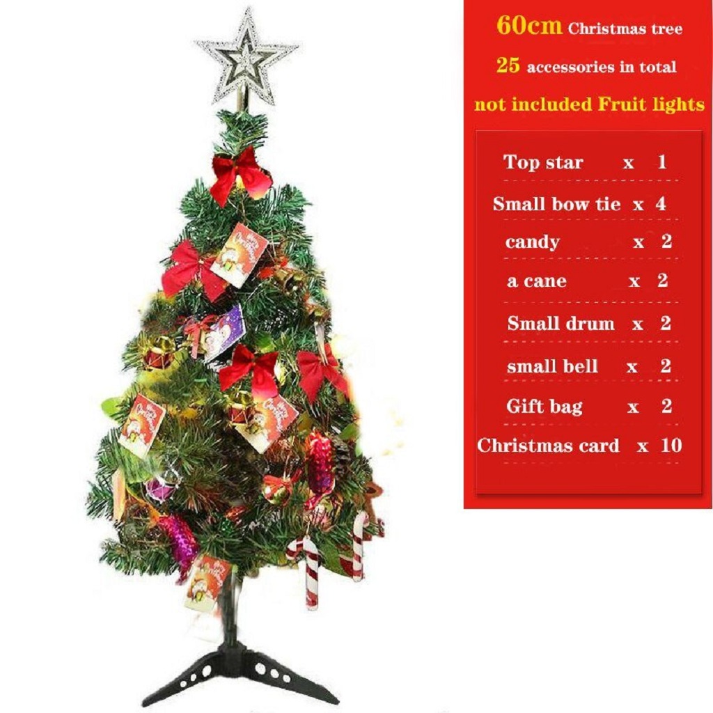 Cây thông noel mini 60cm để bàn tặng bộ phụ kiện trang trí trưng bày phòng khách phòng ngủ làm quà tặng ý nghĩa